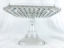 Load image into Gallery viewer, Vintage Early American Pattern Glass Square Cake Stand
