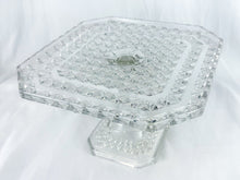 Load image into Gallery viewer, Vintage Early American Pattern Glass Square Cake Stand
