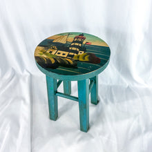 Load image into Gallery viewer, Vintage Hand-Painted Nautical Themed Stool
