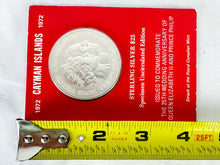 Load image into Gallery viewer, 1972 Cayman Islands Specimen Uncirculated Edition Sterling Silver Queen Elizabeth II and Prince Philip 25th Wedding Anniversary Coin