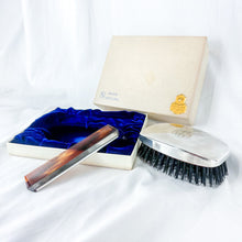 Load image into Gallery viewer, Vintage Gould Sterling Silver Mahogany Wood Brush and Comb Set with Box