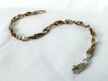 Load image into Gallery viewer, Vintage 7" Sterling Silver Bi-Tone Twist & Box Double Chain Bracelet