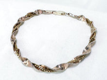 Load image into Gallery viewer, Vintage 7" Sterling Silver Bi-Tone Twist & Box Double Chain Bracelet