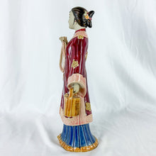 Load image into Gallery viewer, Vintage Ceramic Asian Lady Figurine with Red & Blue Dress and Pink Handkerchief