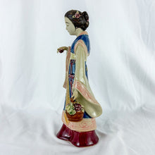 Load image into Gallery viewer, Vintage Ceramic Chinese Lady Figurine with Basket of Flowers