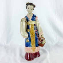 Load image into Gallery viewer, Vintage Ceramic Chinese Lady Figurine with Basket of Flowers