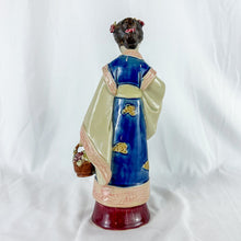 Load image into Gallery viewer, Vintage Ceramic Chinese Lady Figurine with Basket of Flowers
