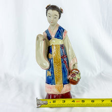 Load image into Gallery viewer, Vintage Ceramic Chinese Lady Figurine with Basket of Flowers