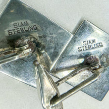Load image into Gallery viewer, Vintage Sterling Silver & Red Siam Motif Cuff Links