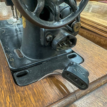 Load image into Gallery viewer, 1927 Singer Sewing Machine &amp; Modified Electric Pedal Desk, Sewing Machine Untested
