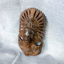 Load image into Gallery viewer, Vintage Hand-Carved Wooden Indonesian Diety Bust Wall-Hanging from Bali, Indonesia in 1991
