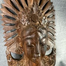 Load image into Gallery viewer, Vintage Hand-Carved Wooden Indonesian Diety Bust Wall-Hanging from Bali, Indonesia in 1991
