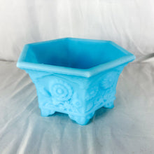 Load image into Gallery viewer, Vintage Fenton Blue Satin Glass Footed Bowl