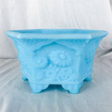 Load image into Gallery viewer, Vintage Fenton Blue Satin Glass Footed Bowl
