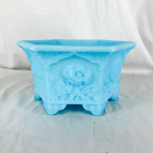 Load image into Gallery viewer, Vintage Fenton Blue Satin Glass Footed Bowl