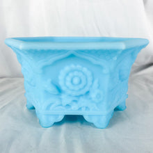 Load image into Gallery viewer, Vintage Fenton Blue Satin Glass Footed Bowl