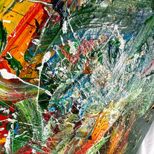 Load image into Gallery viewer, Original Acrylic on Canvas Signed by Artist Green, Red, & Yellow Abstract Painting