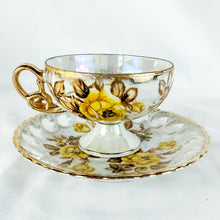 Load image into Gallery viewer, Vintage Royal Sealy Japan Yellow Roses Lusterware Teacup & Saucer