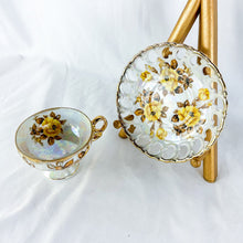 Load image into Gallery viewer, Vintage Royal Sealy Japan Yellow Roses Lusterware Teacup & Saucer