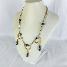 Load image into Gallery viewer, Vintage Black Teardrop Cloisonné Beads Goldtone Necklace