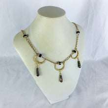 Load image into Gallery viewer, Vintage Black Teardrop Cloisonné Beads Goldtone Necklace