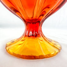 Load image into Gallery viewer, Vintage LE Smith Persimmon Amberina Glass Ruffle Edge Compote Bowl