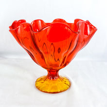 Load image into Gallery viewer, Vintage LE Smith Persimmon Amberina Glass Ruffle Edge Compote Bowl