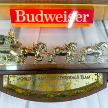 Load image into Gallery viewer, 1982 Budweiser Hanging Light-Up Clydesdale Coach Bar Clock