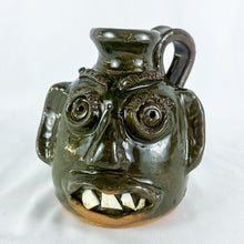 Load image into Gallery viewer, Mary & Stanley Ferguson Small Moss Green 4-Teeth Ugly Face Jug