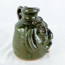 Load image into Gallery viewer, Mary & Stanley Ferguson Small Moss Green 4-Teeth Ugly Face Jug