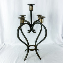Load image into Gallery viewer, Vintage Hand-Crafted Wrought Iron Tabletop Candelabra