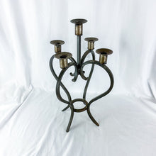 Load image into Gallery viewer, Vintage Hand-Crafted Wrought Iron Tabletop Candelabra