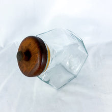 Load image into Gallery viewer, 1960s Libbey of Canada Hexagonal Wood Top Counter Jar