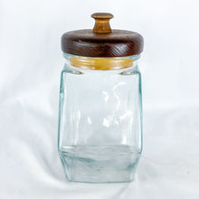 Load image into Gallery viewer, 1960s Libbey of Canada Hexagonal Wood Top Counter Jar