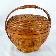 Load image into Gallery viewer, Vintage Chinese Wicker Lidded Sewing Basket