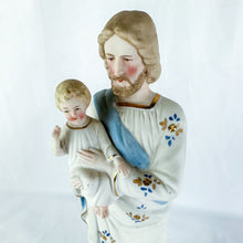 Load image into Gallery viewer, Antique German Porcelain St. Joseph Holding the Christ Child Figurine