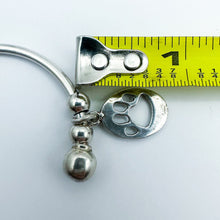 Load image into Gallery viewer, Vintage Sterling Silver Paw Print Charm Open Bangle Bracelet