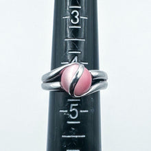 Load image into Gallery viewer, Vintage Sterling Silver Pink Cat's Eye Bead Ring, Size 4.5