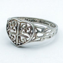 Load image into Gallery viewer, Vintage Sterling Silver Lace Cross Heart Ring, Size 9.5