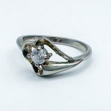 Load image into Gallery viewer, Vintage Sterling Silver Clear Stone Ring, Size 8