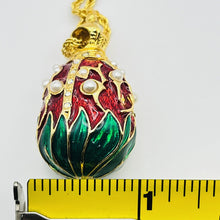 Load image into Gallery viewer, Red Lily of the Valley w/ Pearls Pendant with Chain