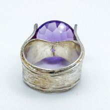 Load image into Gallery viewer, Vintage Sterling Silver Purple Stone Cocktail Ring, Size 6.5