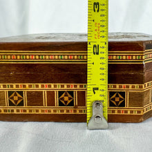 Load image into Gallery viewer, Vintage Wood & Shell Mosaic Trinket Box