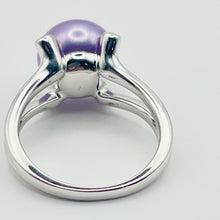 Load image into Gallery viewer, Ring, Sterling, Large Purple Pearl Bead and Purple Stones, Size 7.25