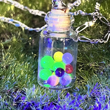 Load image into Gallery viewer, Necklace, Sterling, 22", Mini Hooper Marbles in Cylindrical Glass Vial