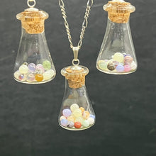 Load image into Gallery viewer, Necklace, Sterling, 18", Mini Hooper Marbles in Erlenmeyer Vial