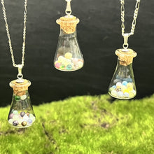 Load image into Gallery viewer, Necklace, Sterling, 22", Mini Hooper Marbles in Erlenmeyer Vial