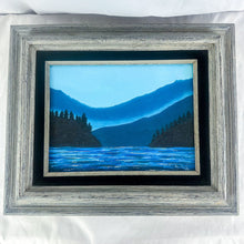 Load image into Gallery viewer, Framed Signed Blue Lake Landscape Oil on Canvas Painting