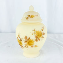 Load image into Gallery viewer, 1979 Fenton Hand-Painted L Everson Hershey Chocolate Roses on Cameo Satin Glass 6 Inch Temple Jar