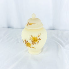 Load image into Gallery viewer, 1979 Fenton Hand-Painted L Everson Hershey Chocolate Roses on Cameo Satin Glass 6 Inch Temple Jar